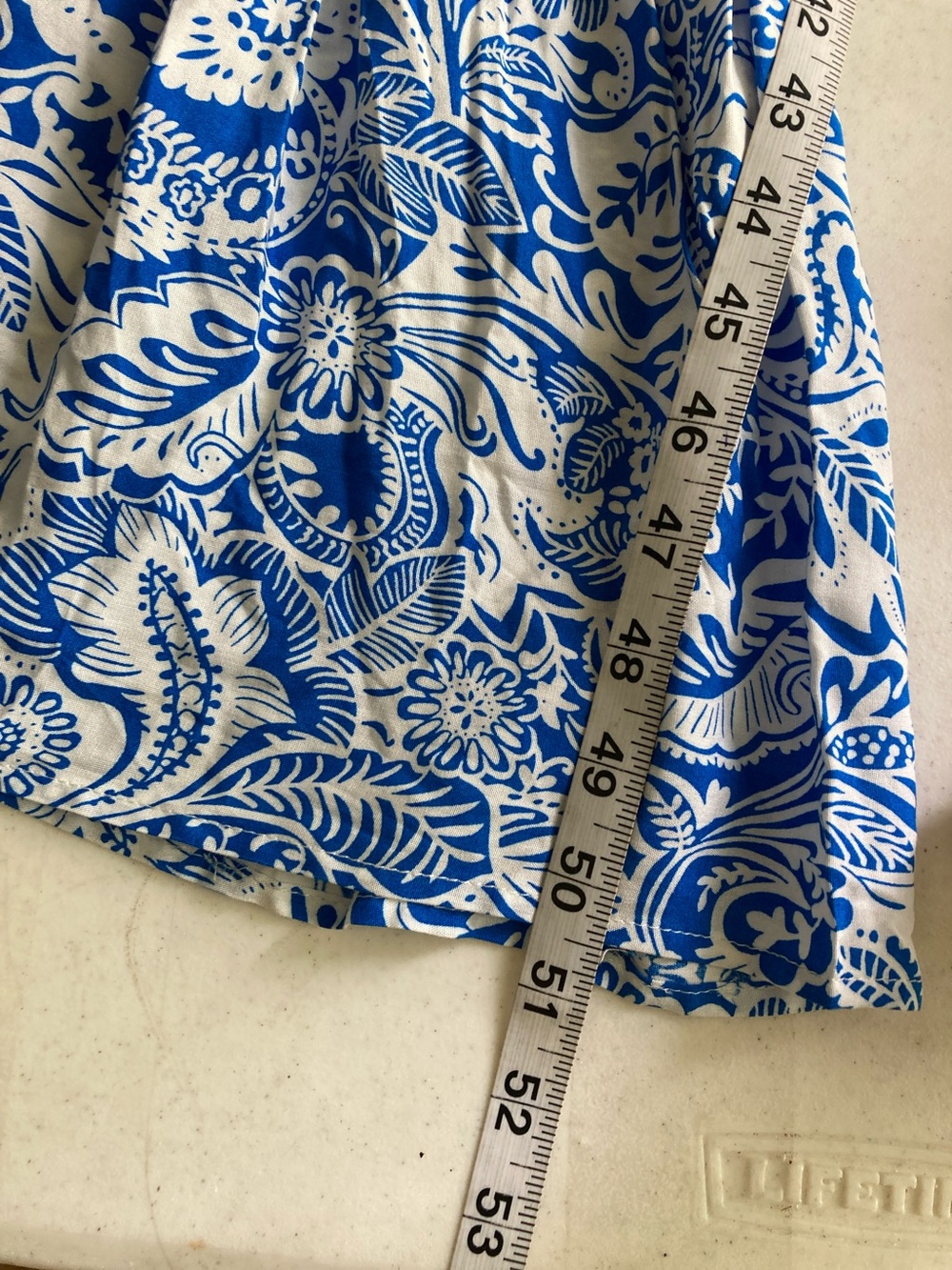 Kindred Blue & White Paisley Maxi Peasant Dress with Puff Sleeves - Picture 9 of 9